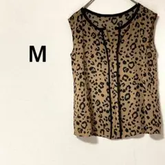 ノースリーブシャツ 【M】ブラウス レオパード柄 ヒョウ柄 カジュアル 着回し