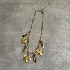 ネックレス ゴールド ビンテージ 木の葉