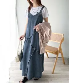 【新品】デニムサロペット フリンジデザイン ワンピース