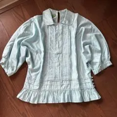 Tibi ライトブルー フリルシャツ Lサイズ