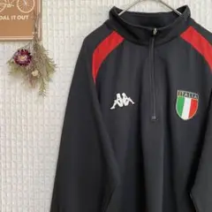 【カッパ】ゴルフ LL ブランド刺繍ワッペン 黒 赤 胸元ジップアップ 薄手