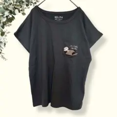 BBJPA【F】Tシャツ/トップス/ラッコ/半袖/カジュアル/胸ポケ/グレー系