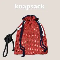 メッシュバック　ナップサック　本体のみ ハンドメイド レッド ネイビー