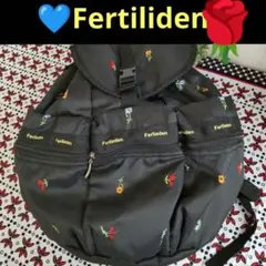 Fertiliden ♠ブラック花刺繍リュック軽量