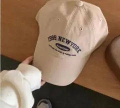 1989.NEw YORK ベージュ ベースボールキャップ
