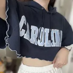 古着　リメイク　半袖パーカー　Tシャツ　メロウ加工　champion 夏
