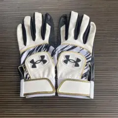 早い者勝ちUnderArmourバッティング用手袋ホワイト/ブラック/ゴールド