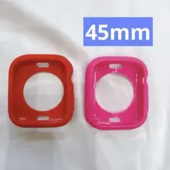 美品✨Apple Watch ケース　45mm シリコン　赤　ピンク