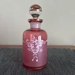 【ボヘミアングラス】香水瓶　手描き　チェコ製
