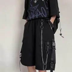 244 チェーン付 ハーフパンツ 男女兼用 韓国系 ストリート系 カジュアル