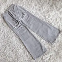 【ナイスクラップ】 (M) ウエストゴム入ワイドダメージジーンズ デニムパンツ
