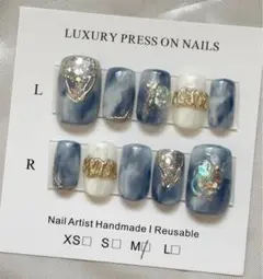 【現品】ネイルチップM ニュアンスネイル　夏ネイル　ブルーネイル