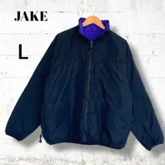 【JAKE】リバーシブル中綿入りナイロンジャケット L ブラック/パープル　防寒