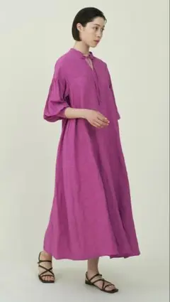 ◆最終価格◆美品◆アデュートリステス　レーヨンリネンワンピース　ローズピンク