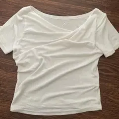 minagram ホワイト ドレープTシャツ 半袖