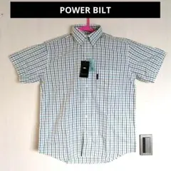 POWER BILT 半袖シャツ ホワイト/グリーン/ブルー チェック M