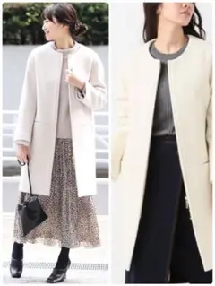 ♡極美品♡サイズ40 ノーブル W/NyZipコート ウール カシミヤ混