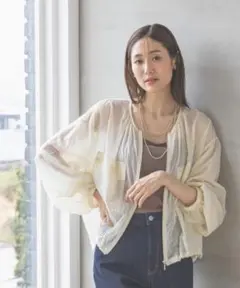 GLOBAL WORK エアかる シアーブルゾン アイボリー