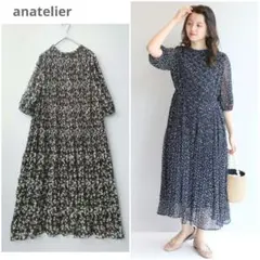 anatelierアナトリエ◉シフォンプリーツワンピース　美品