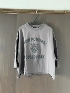 SHOO-LA-RUE タイガーロゴ グレー 五分袖Tシャツ