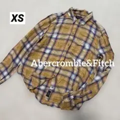 【Abercrombie&Fitch】長袖チェックシャツ　ボタン　XS シワ加工