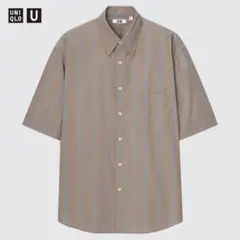 UNIQLO U オーバーサイズストライプシャツ（5分袖）34brown
