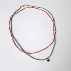 No.234 ビーズネックレス　ハンドメイド　重ね付け2個セット　 ハート