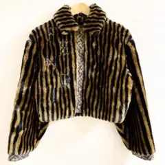 FENDI JEANS フェイクファー ショート ジャケット ズッカロゴ 40
