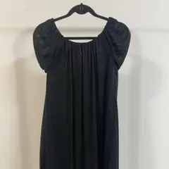 COMME CA シフォンオフショルダーフレアドレス（ブラック）