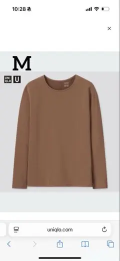【UNIQLO】U ヒートテックコットンクルーネック　M 白　ホワイト　長袖