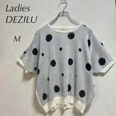 22LadiesCEZILU カットソー　日本製薄手半袖　麻混　ドットa1299