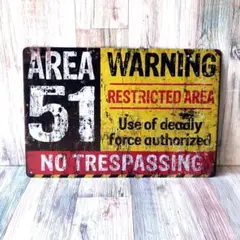 ブリキ看板☆ AREA51 エリア51 WARNING 376