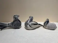 0138　陶器　鳥　置物　オブジェ　焼き物　三体セット　展示品