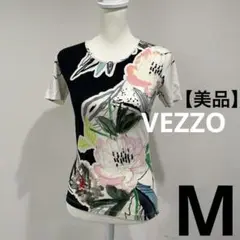 【VEZZO】ヴェッゾ 半袖Tシャツ　フラワープリント　イタリア製　M 花柄