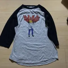 イラスト入り長袖カットソー グレー/ブラック