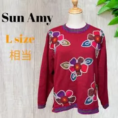 【Sun Amy】（L相当）レディース　ニット　花柄