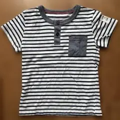 ボーダー 半袖Tシャツ キッズ Uネック ポケット付き イオン TOPVALU