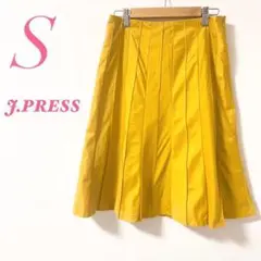 J.PRESS ジェイプレス スカート 膝丈 フレア オフィス イエロー