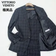 【極美品】VITTORIO VENETO　おしゃれスーツ　S　ネイビー　チェック