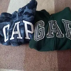 GAP 迷彩柄 &グリーンフリースジップアップパーカー、2枚まとめ売りおまけ付き
