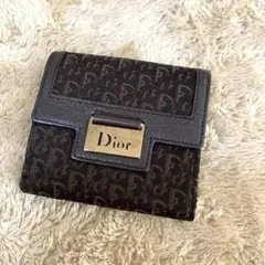 【極美品】クリスチャンディオール 財布 二つ折り トロッター ロゴ金具 ブラウン