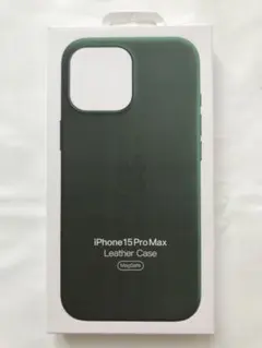 新品iPhone 15ProMax レザーケース グリーン純正品 ❸