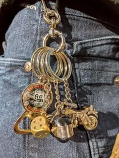 アメカジ　シルバーカラビナ　キーリング　ビンテージ　アクセサリ　メンズ　黒