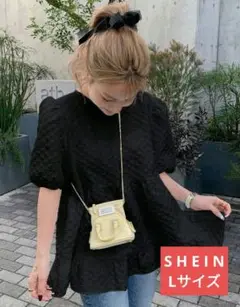 ★新品★ SHEIN FRIFUL ペプラム パススリーブ チュニック 黒 L
