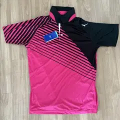 Mizuno ストライプ ポロシャツ M ピンク/黒　新品♪