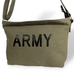 ARMY ショルダーバッグ　フリーリー　キャンバス　カーキ　美品 186