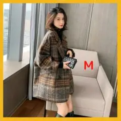 【新品未使用】【残り1点】韓国風✬チェック☆ミディアム丈✬ツイードコート✬M