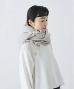 【新品未使用】かぐれ　リネンチェックスクエアストール