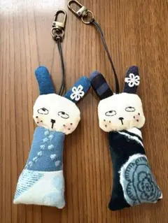 ハンドメイドミナペルホネン ぬいぐるみキーホルダー　ペア
