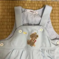 Familiar 水色 クマ刺繍ロンパース 80